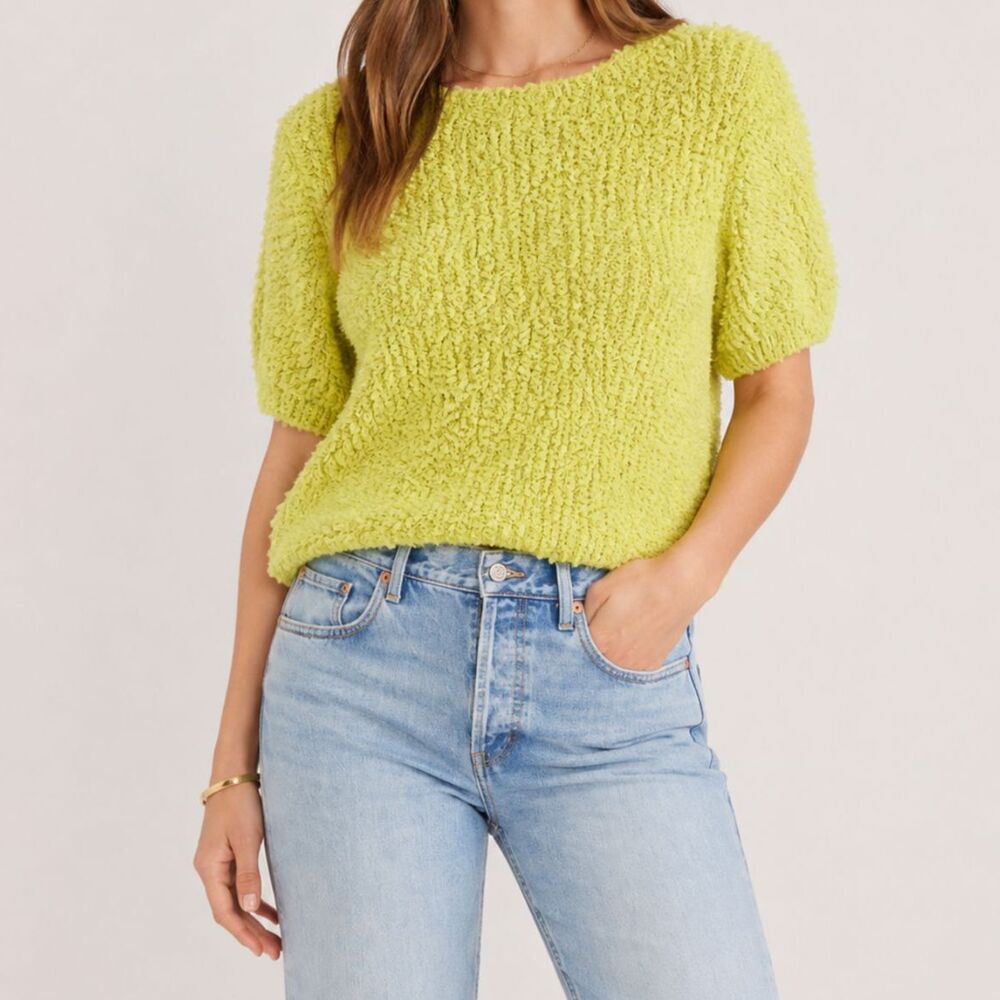 Green Fuzzy Sweater Top Size Medium